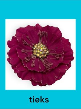 Tieks Deep Magenta Flower with Rhinestone Center